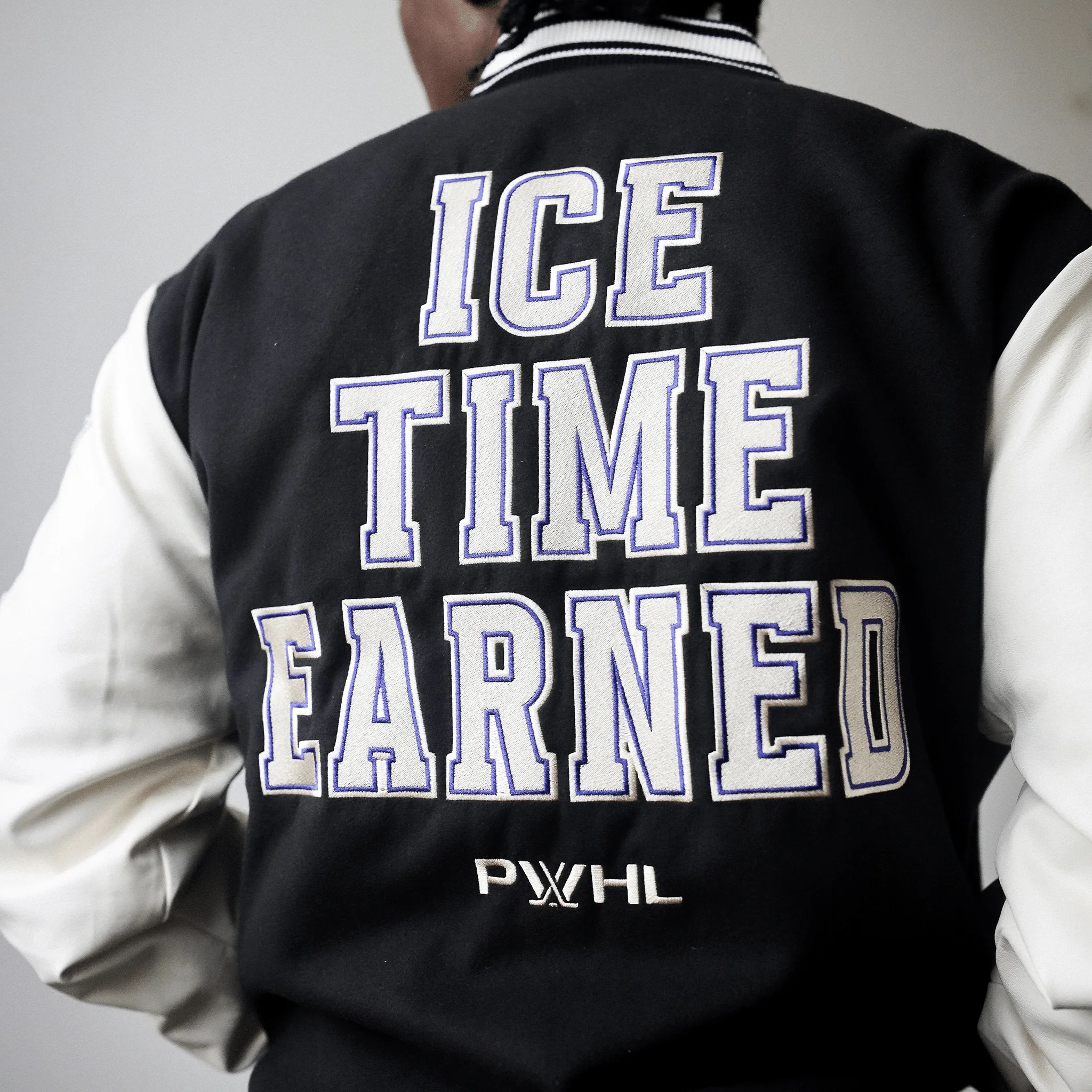 Adult PWHL Peace Collective Ice Time Earned Letterman Jacket - Image 6