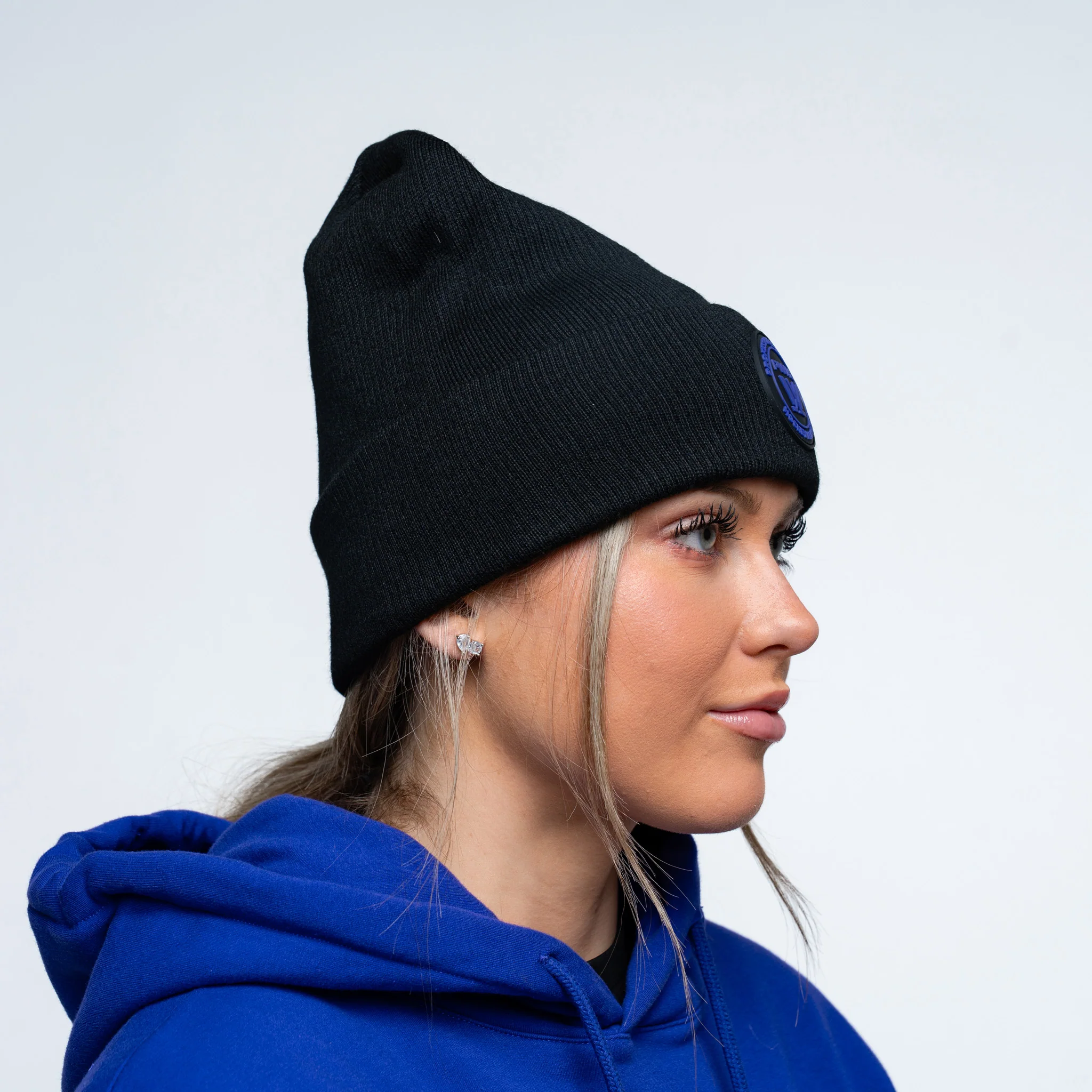 Adult PWHL Royalty Onyx Circle Patch Double Knit Beanie - Image 3