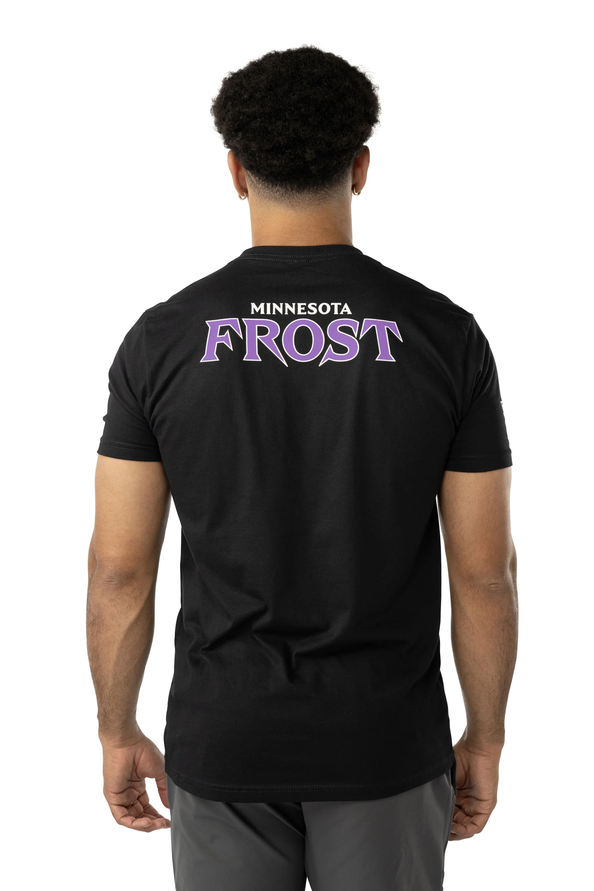 Minnesota Frost Unisex Bauer Front Logo Back Name T-Shirt - Image 2