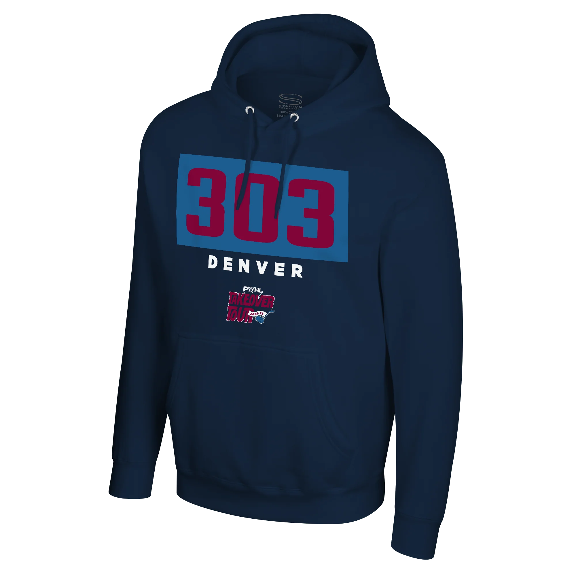 PWHL Adult Stadium Essentials Denver Takeover Area Code Crossbar Hoodie