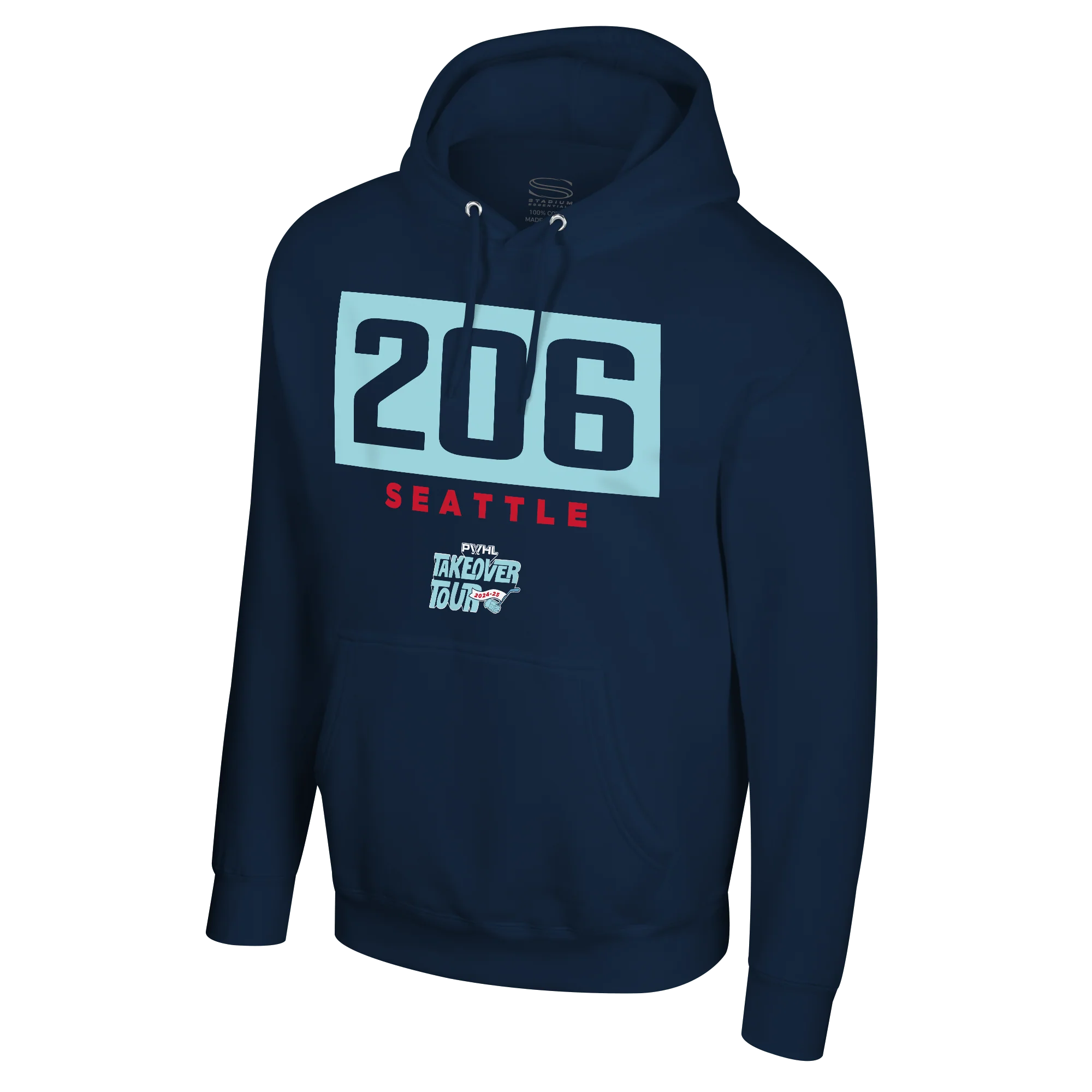 PWHL Adult Stadium Essentials Seattle Takeover Area Code Crossbar Hoodie