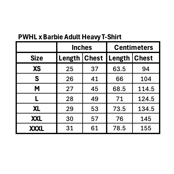 PWHL x Barbie by Peace Collective Adult Heavy T-Shirt - Image 5