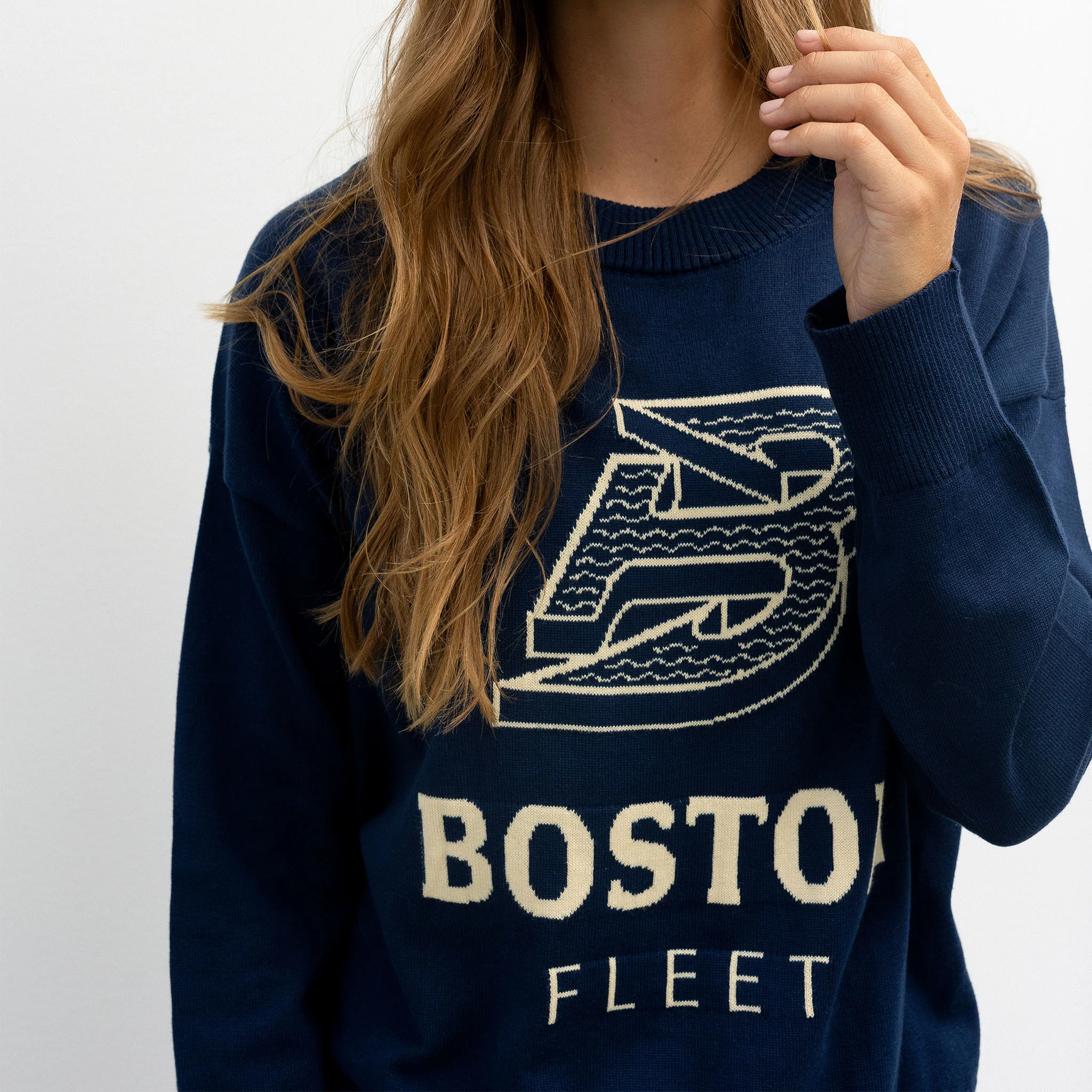 Women's Boston Fleet Line Change Team Logo Knit Sweater - Image 2
